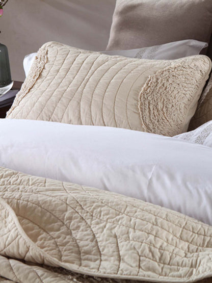 Neutral Textured Circles Quilted 3-Piece Bedding Set