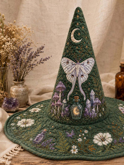 H.PAI Moonlit Butterfly Mystic Garden Quilted Witch Hat
