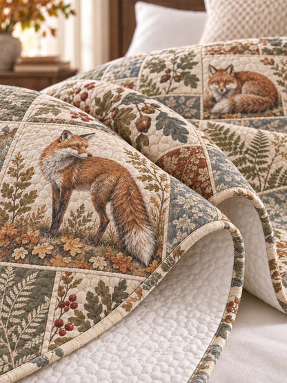 Woodland Deer Botanical Quilted 3-Piece Bedding Set