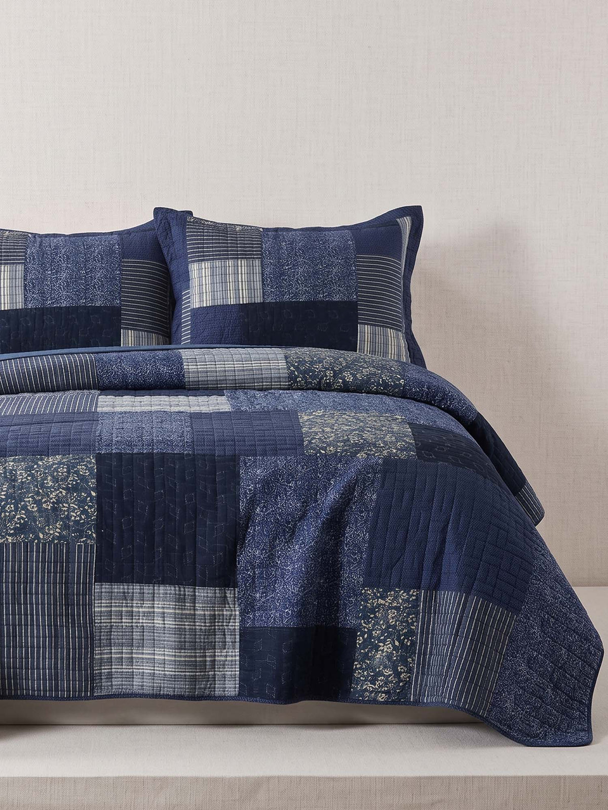 Indigo Heritage Patchwork Quilted 3-Piece Bedding Set