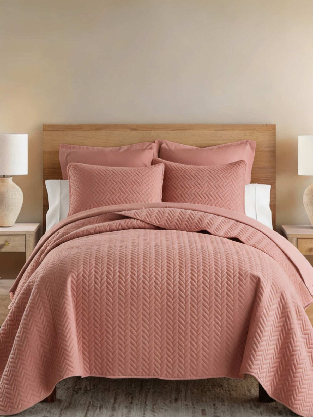 3-Piece Herringbone Quilted Coverlet Set