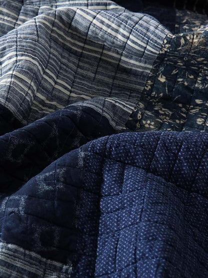 Indigo Heritage Patchwork Quilted 3-Piece Bedding Set