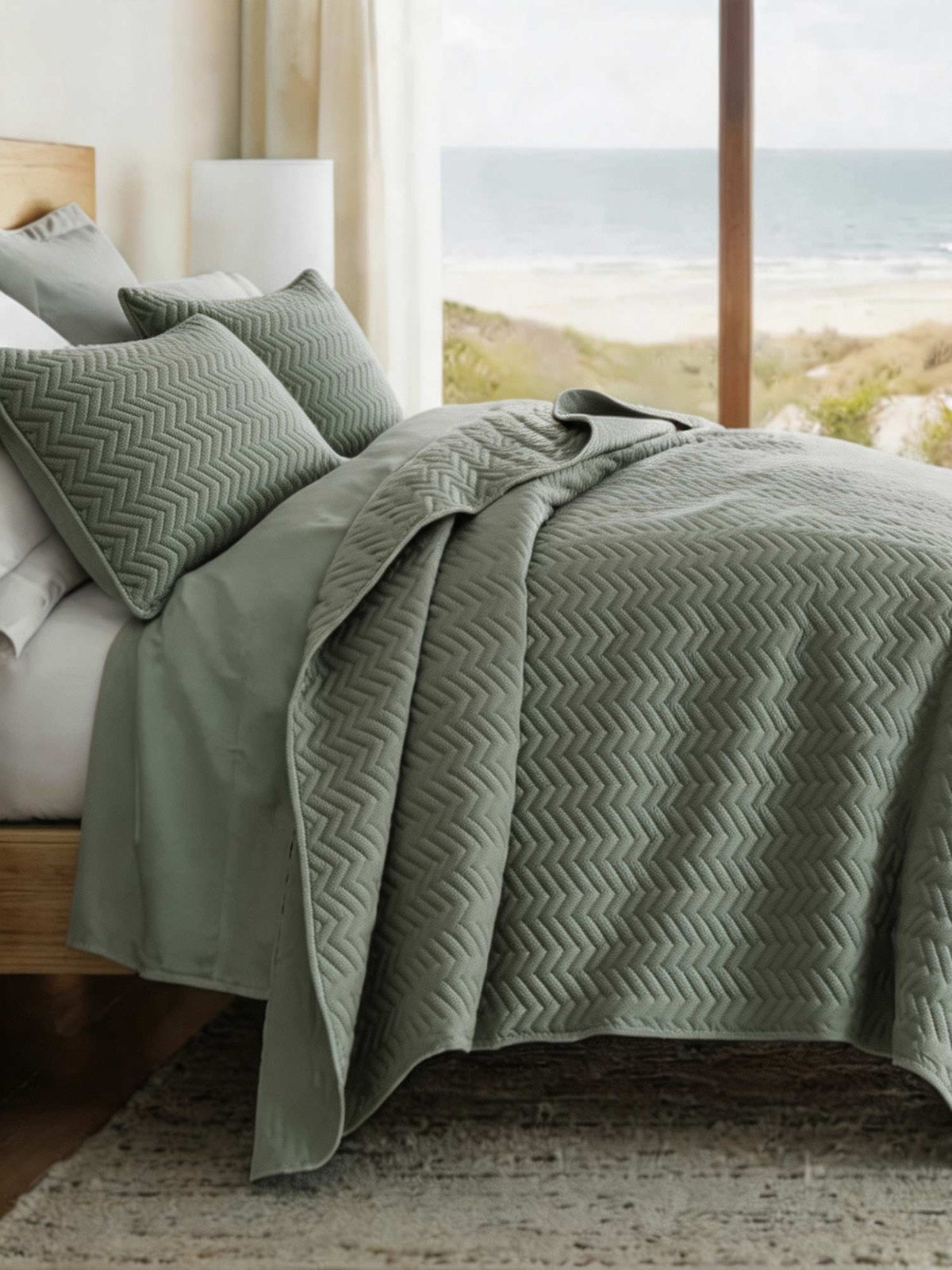 3-Piece Herringbone Quilted Coverlet Set