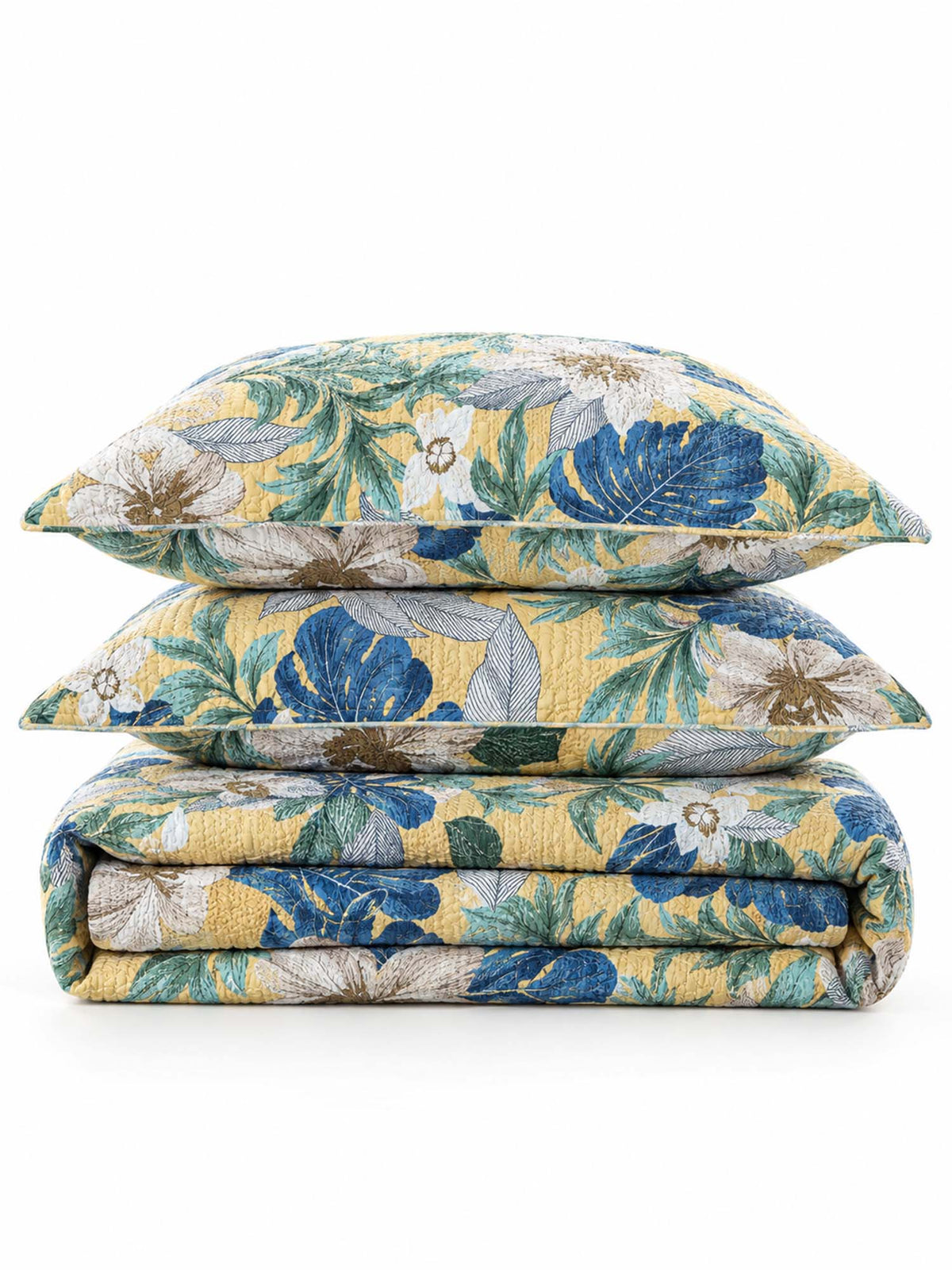 Tropical Botanical Garden 100% Cotton Quilted Bedding Set