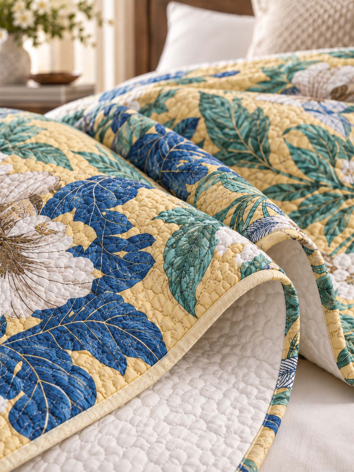 Tropical Botanical Garden 100% Cotton Quilted Bedding Set