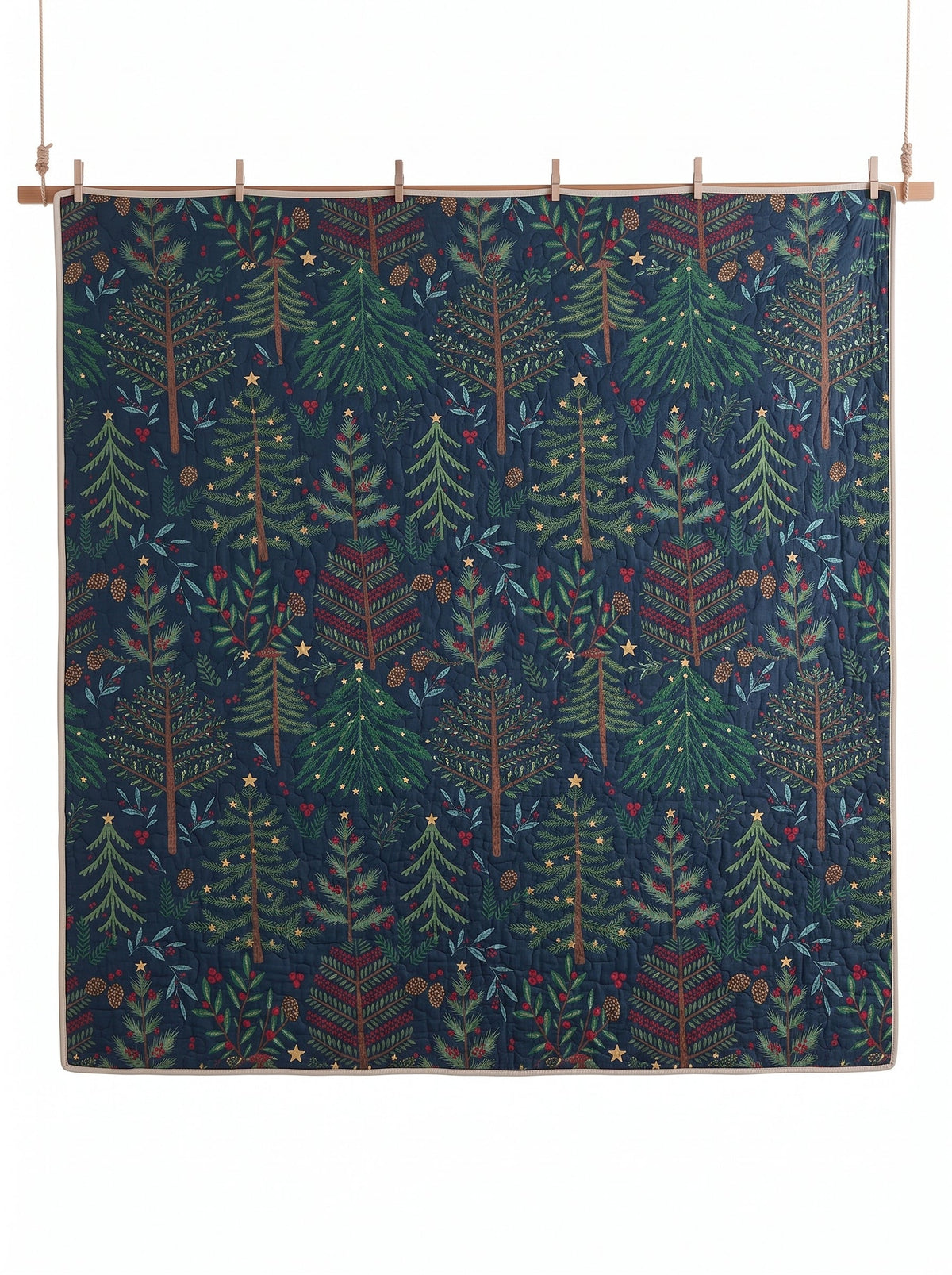 Evergreen Forest Christmas Quilted 3-Piece Bedding Set