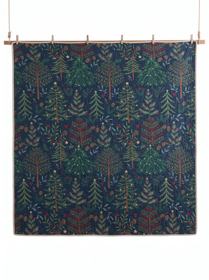 Evergreen Forest Christmas Quilted 3-Piece Bedding Set