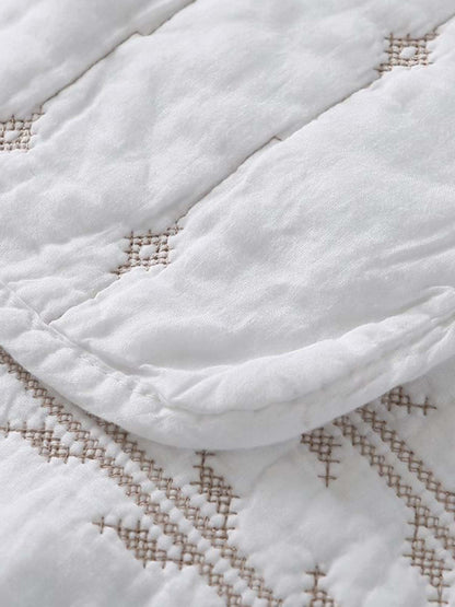 Ivory Nomad Geometric Quilted 3-Piece Bedding Set