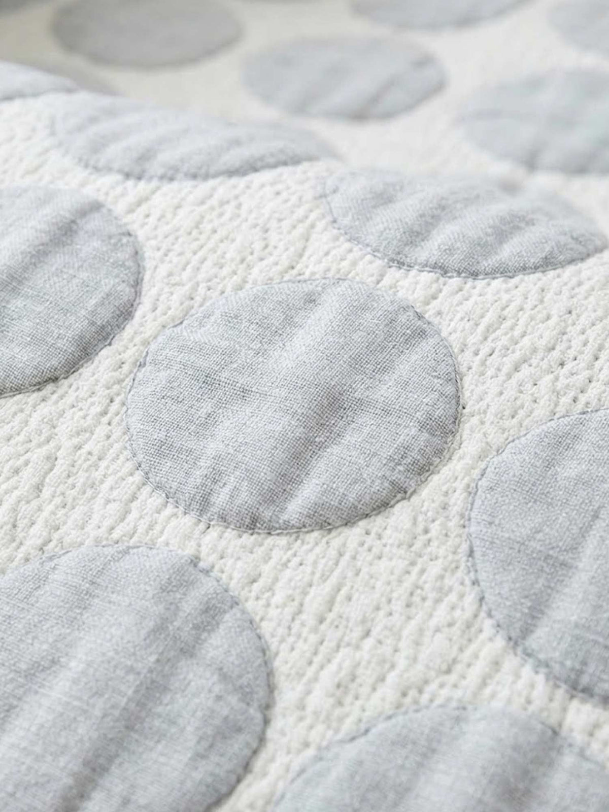Dusty Blue Polka Dot Embossed Quilted Bedspread Cotton Puff Quilt Blanket