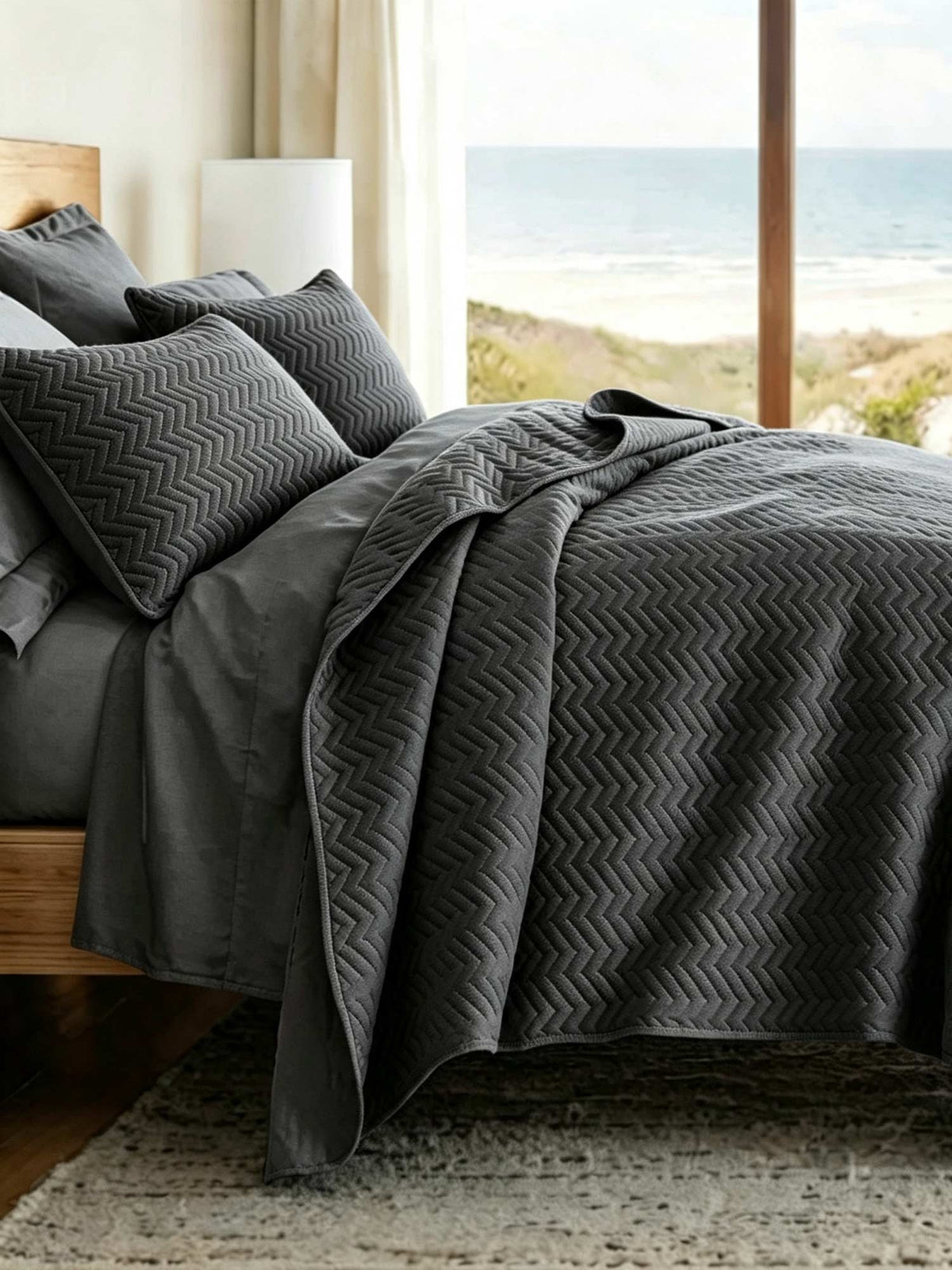 3-Piece Herringbone Quilted Coverlet Set