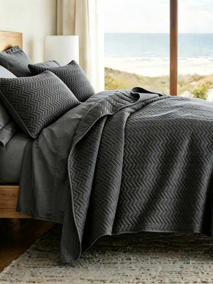 3-Piece Herringbone Quilted Coverlet Set