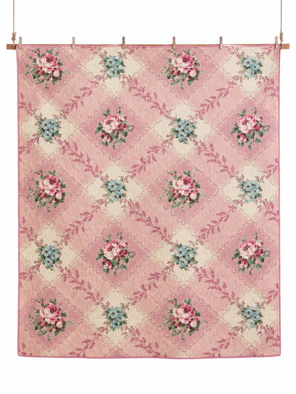 Vintage Rose Floral Quilted 3-Piece Bedding Set