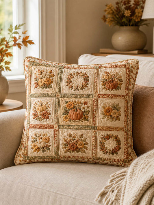 Pumpkin Harvest Quilted Pillow Case