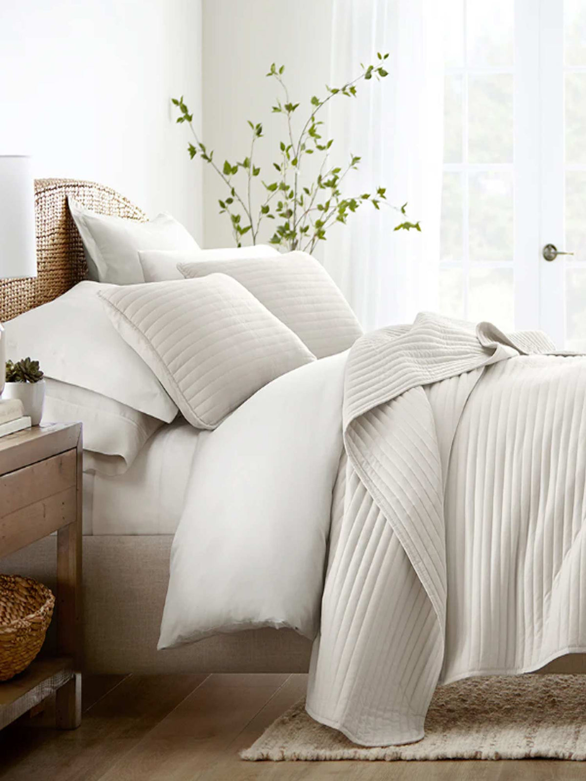 3-Piece Herringbone Quilted Coverlet Set