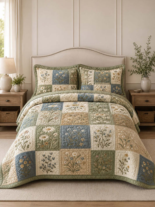 Wildflower Meadow Quilted 3-Piece Bedding Set