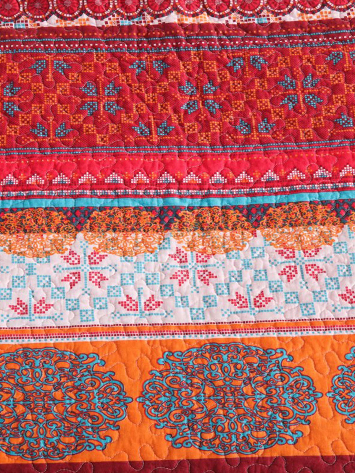 Sunset Folk Floral Quilted 3-Piece Bedding Set