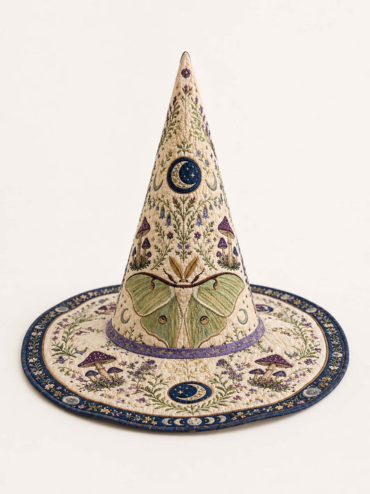 H.PAI Cottagecore Botanical Fantasy Handcrafted Quilted Witch Hat