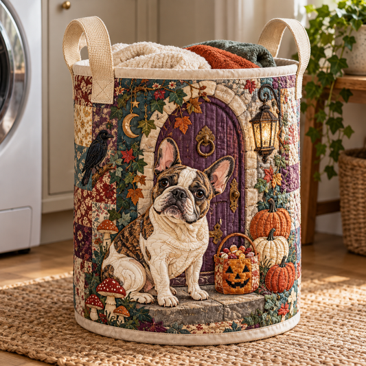 Gestofferde wasmand – Franse bulldog in het spookhuis