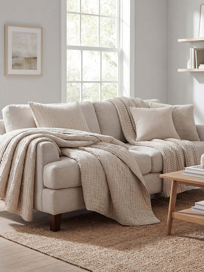 Solid Color Quilted 3‑Piece Bedding Set