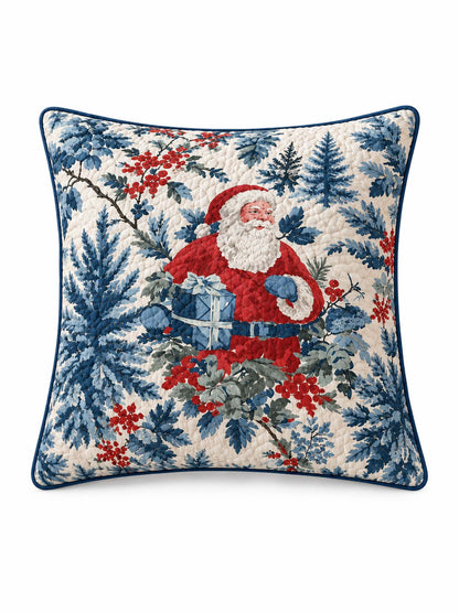 Vintage Santa & Plaid Christmas Quilted Pillow Covers 2-Piece Set
