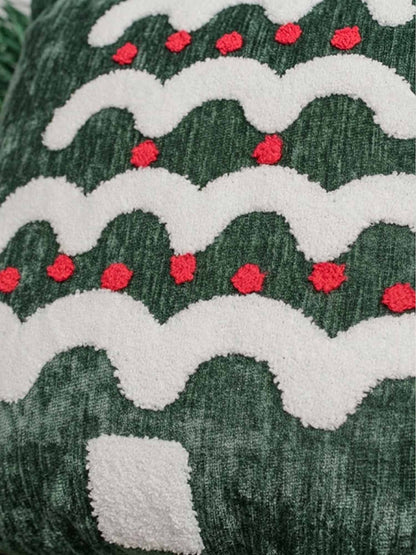 Christmas Tree Tufted Pom Pom Pillow Cover