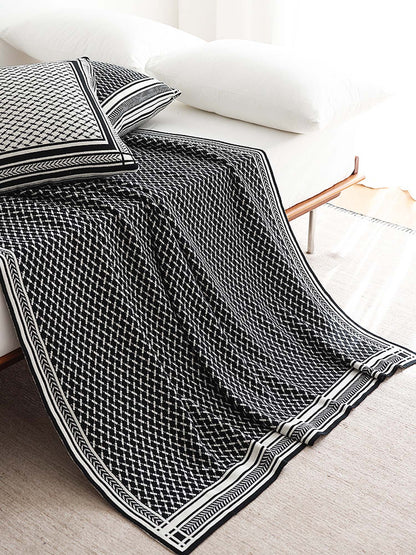 Geometric Knit Throw Blanket & Pillow Cover Set