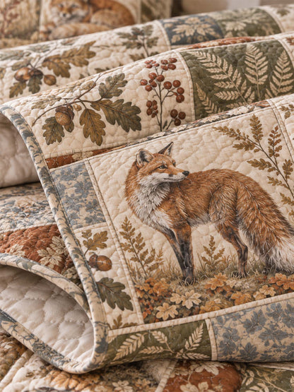 Woodland Deer Botanical Quilted 3-Piece Bedding Set