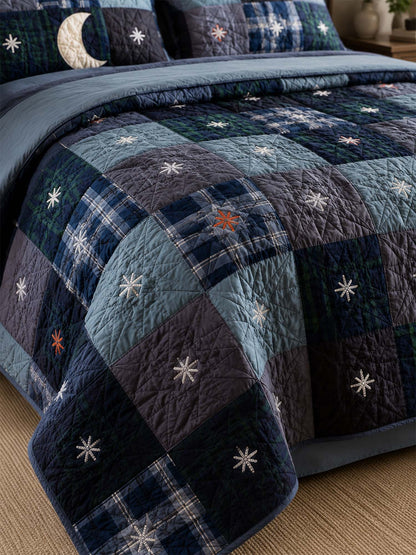 H.PAI Midnight Star Quilted 3-Piece Bedding Set
