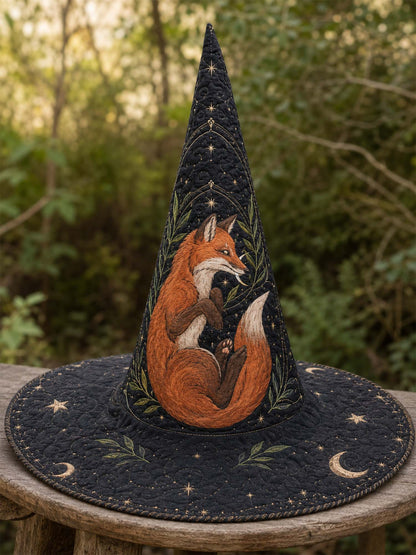 H.PAI Enchanted Fox Handcrafted Quilted Witch Hat