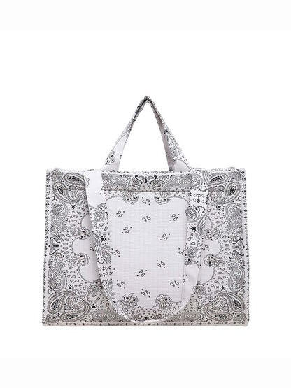 Vintage Bandana Paisley Quilted Tote Bag