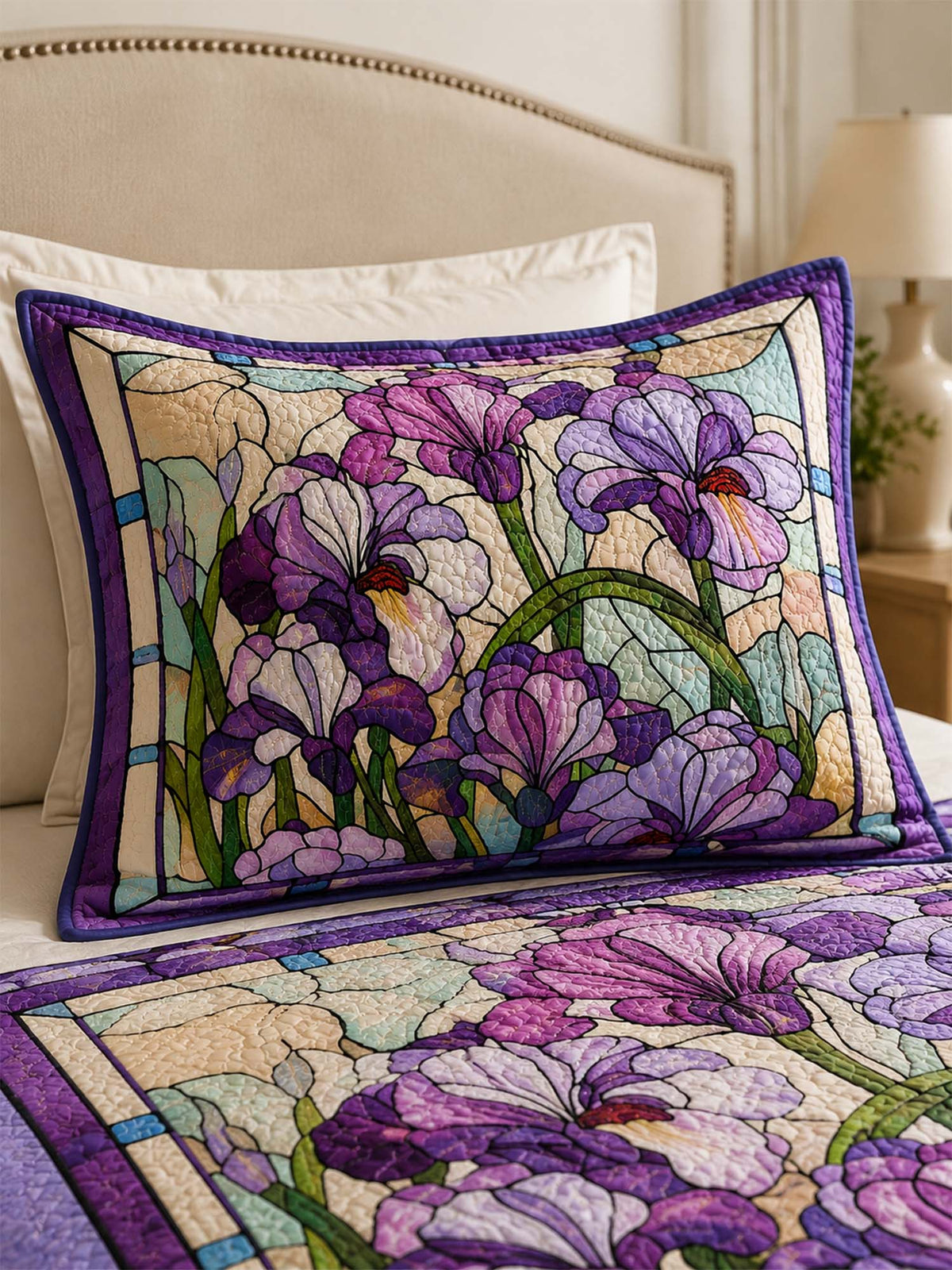 H.PAI Purple Iris Quilted 3-Piece Bedding Set