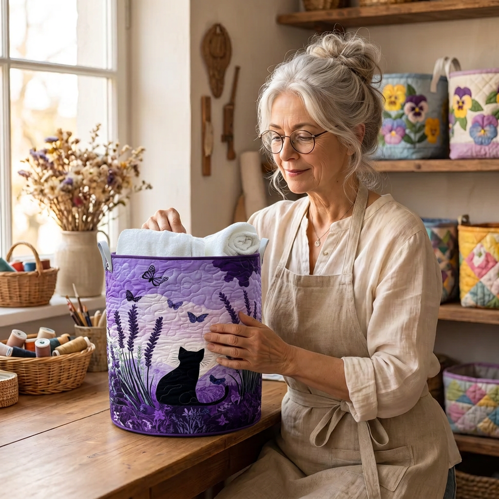 Gewatteerde wasmand Kattenvriendjes