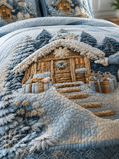 Silent Snow Eve 3‑Piece Quilted Bedding Set