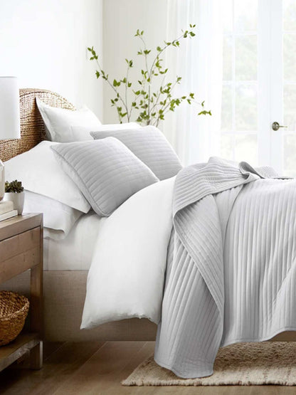 3-Piece Stripe Stitch Quilted Coverlet Set