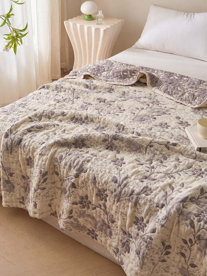 Vintage Floral 100% Cotton Gauze Soft Puff Blanket