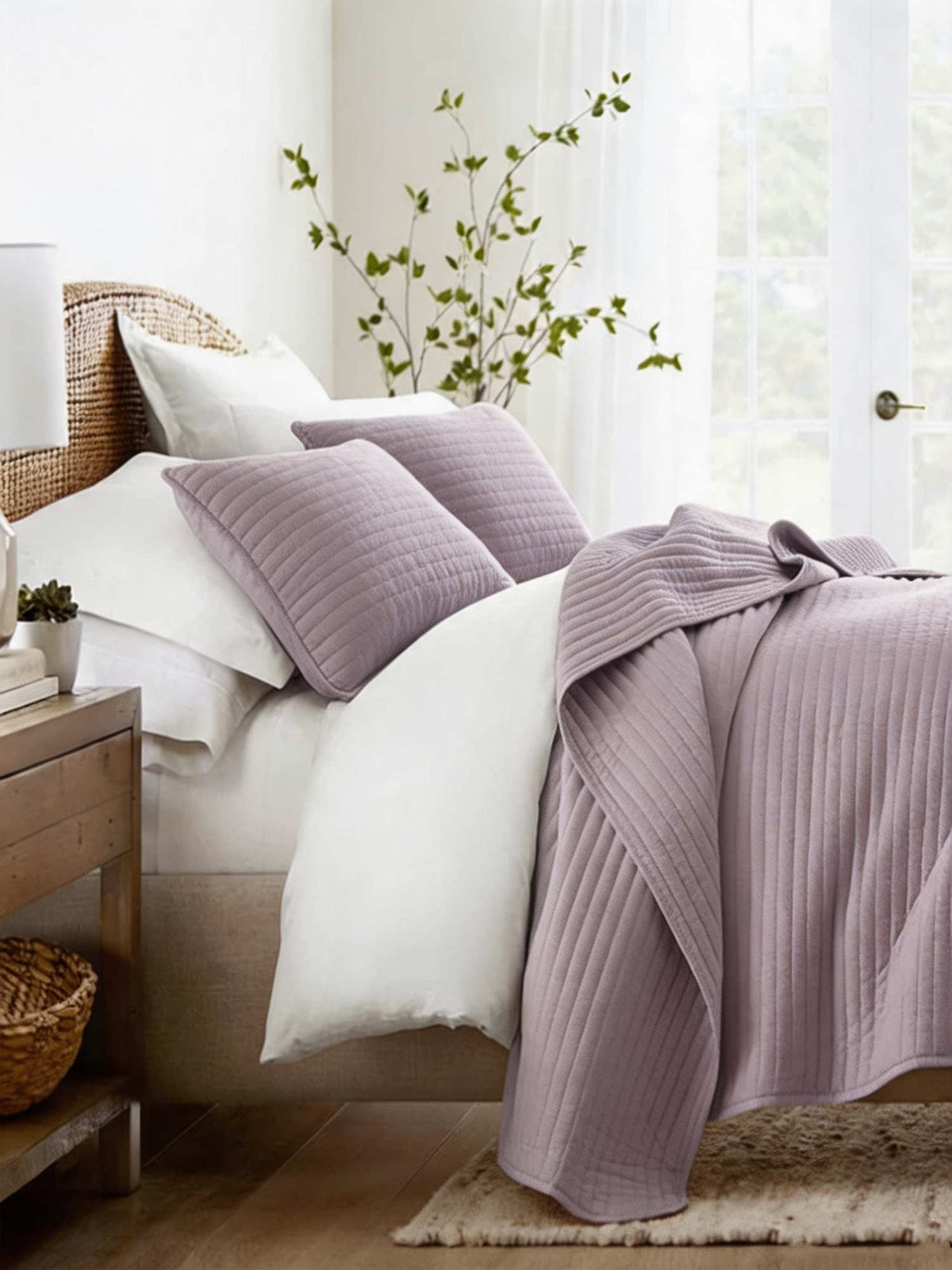 3-Piece Stripe Stitch Quilted Coverlet Set