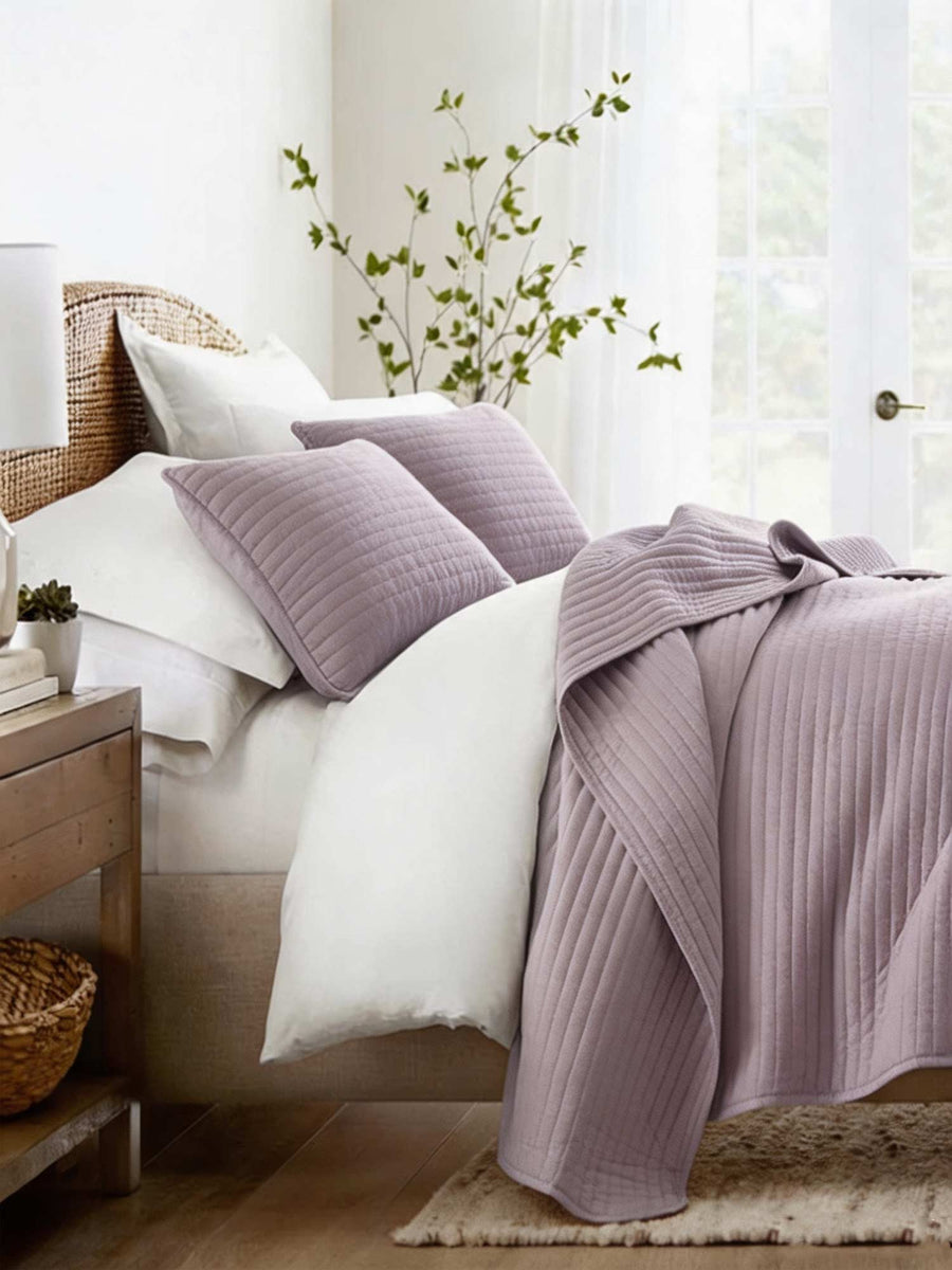 3-Piece Stripe Stitch Quilted Coverlet Set