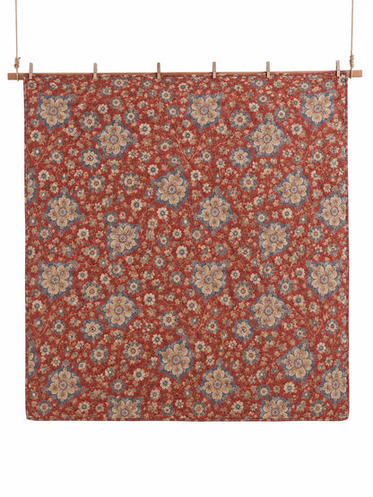 Rust Red Vintage Floral Quilted 3-Piece Bedding Set