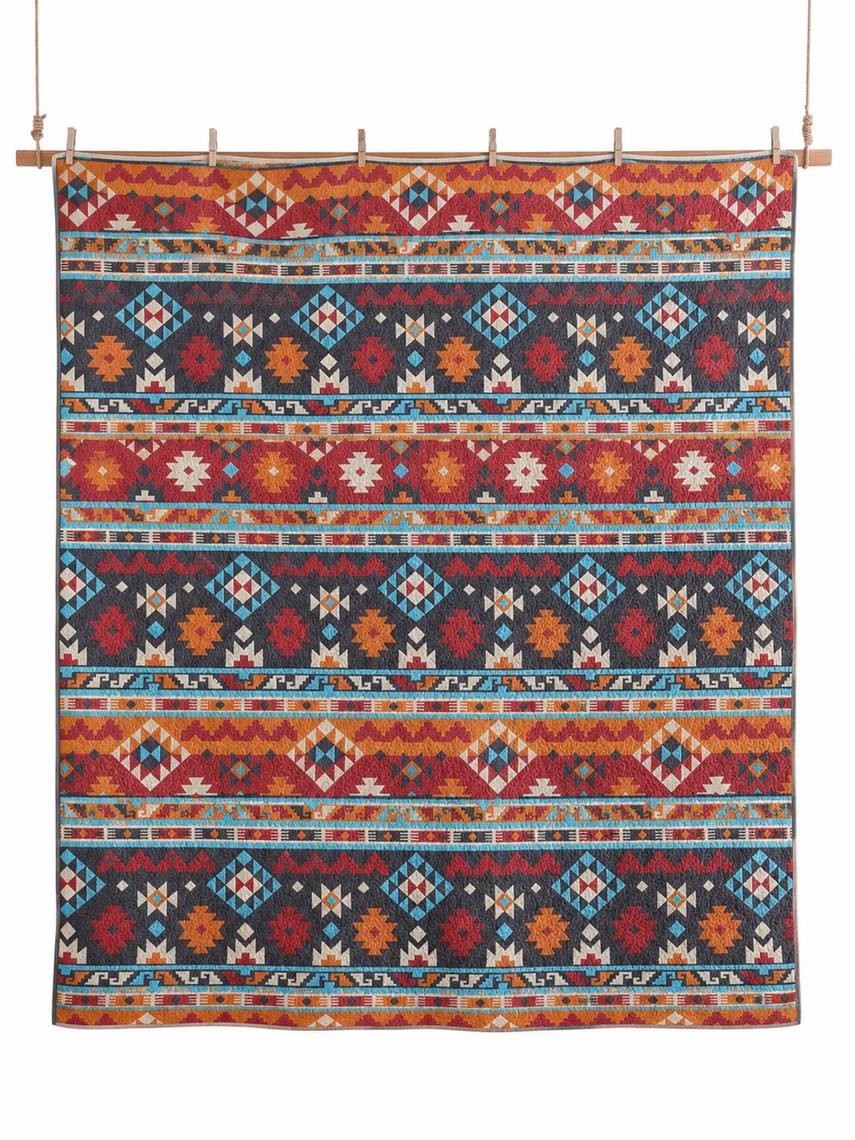 Southwestern Geometric Reversible 100% Cotton Quilted 3-Piece Bedding Set