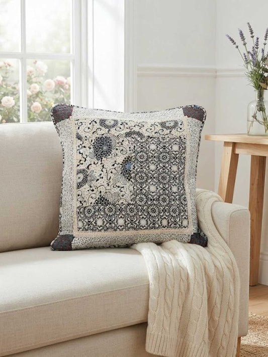 Vintage Floral Patchwork Quilted Pillow Cover