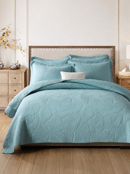 Leaf Texture Quilted 3-Piece Bedding Set