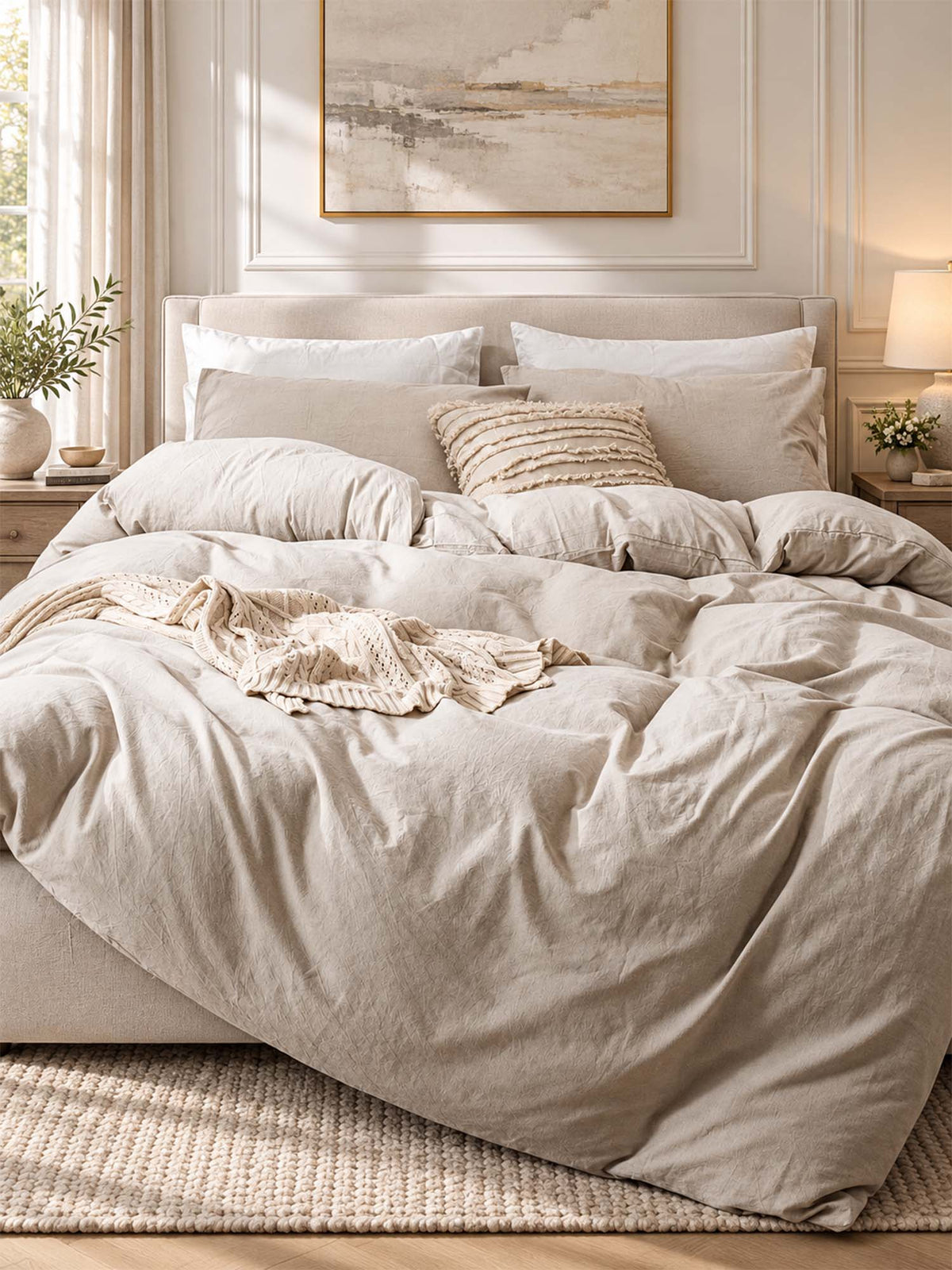 Solid Color Cotton 3-Piece Duvet Cover Bedding Set