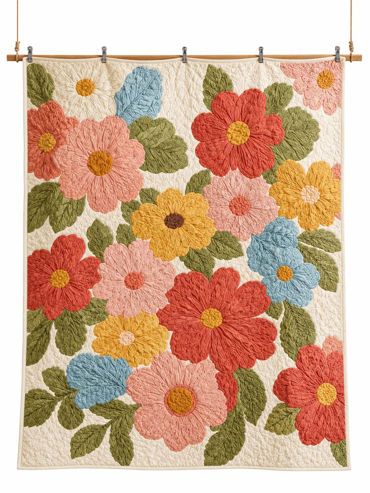 Cottage Garden Floral Quilted 3-Piece Bedding Set