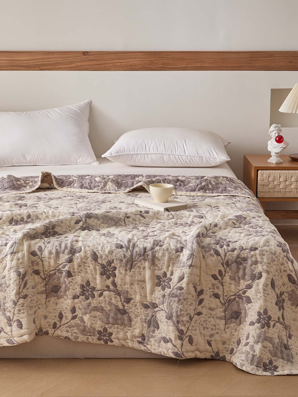 Vintage Floral 100% Cotton Gauze Soft Puff Blanket