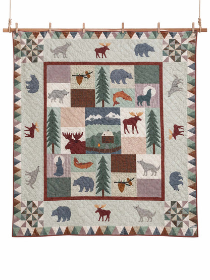 Northwoods Wildlife Patchwork Quilted 3-Piece Bedding Set
