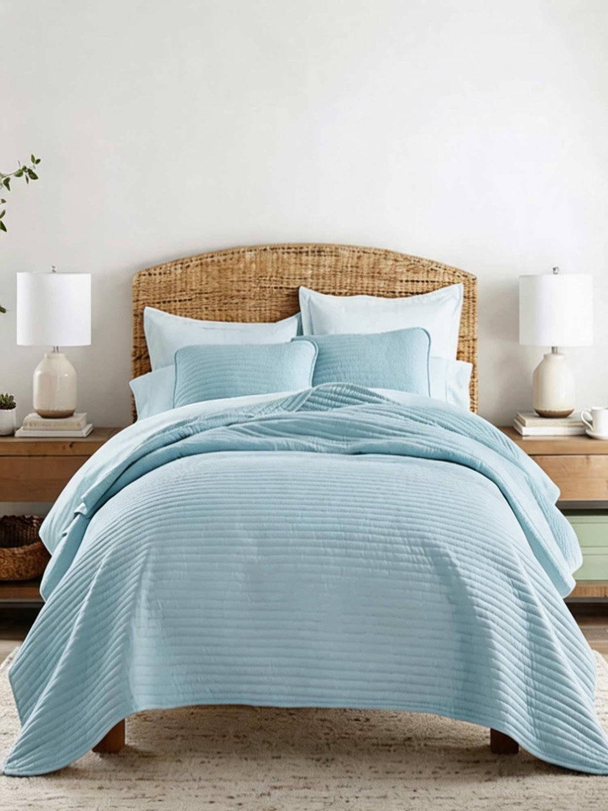3-Piece Stripe Stitch Quilted Coverlet Set