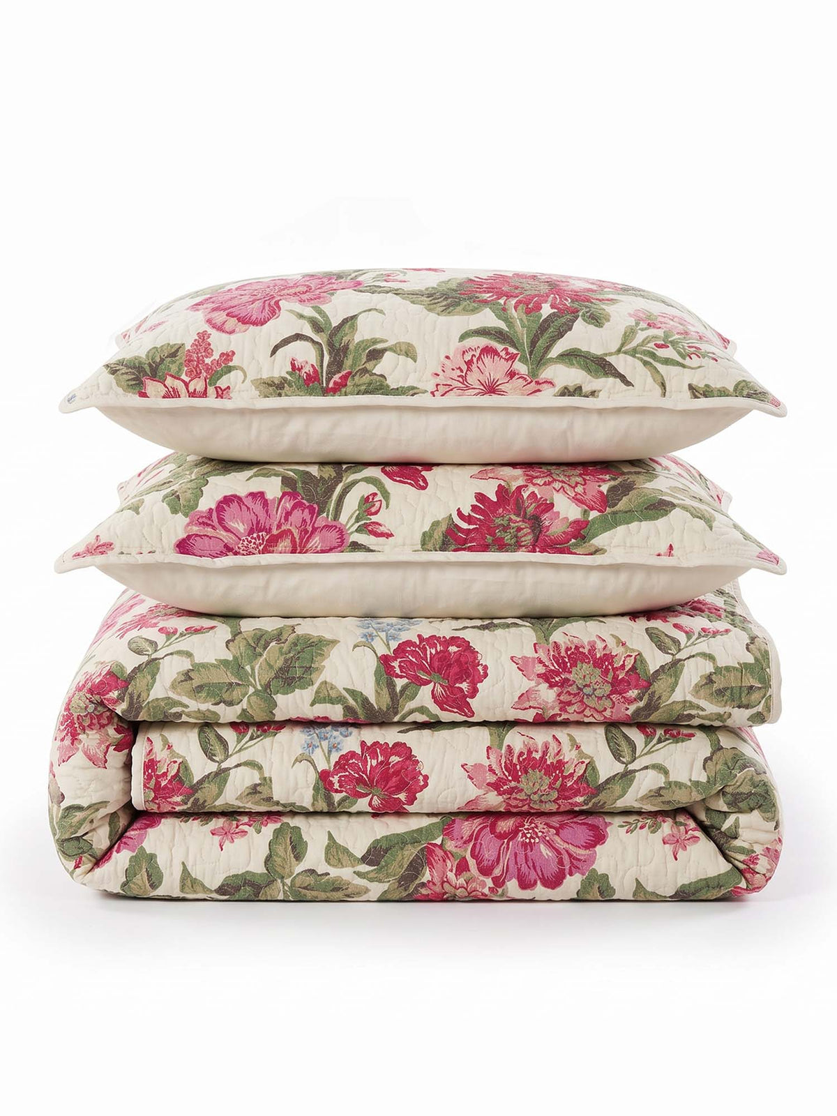 Rose Garden Cottage 100% Cotton Quilted Bedding Set