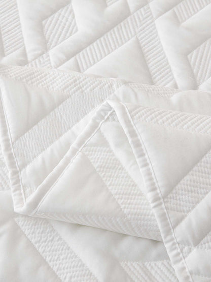 Washed Cotton Solid Color Quilted 3‑Piece Bedding Set