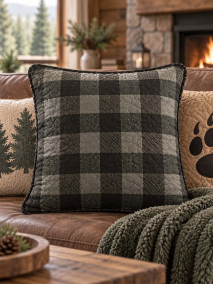 Charcoal Buffalo Plaid Quilted Pillow Cover