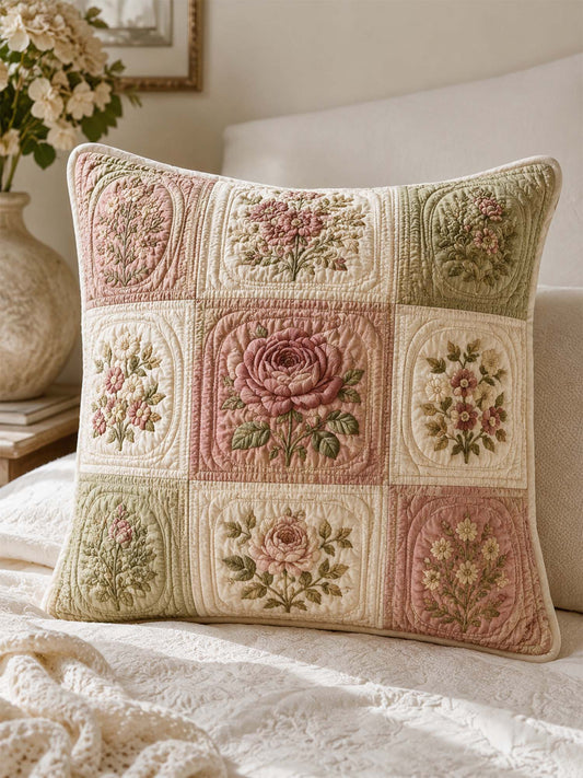 Cottagecore Floral Quilted Pillow Case